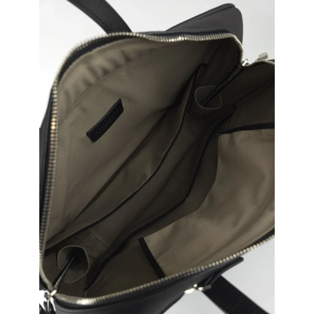 BONASTRE Leather Briefcase Shoulder Bag Black Made In Spain
